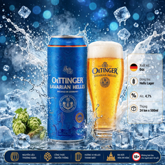 Bia Đức Oettinger Bavarian Helles 500ml - Thùng 24 Lon Nhập Khẩu Đức - Alc 4.7% Helles Lager