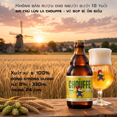 [Thùng 24 Chai] Bia Chú Lùn La Chouffe Blonde 8% 330ml - Bia Bỉ Strong Blond - Brasserie d'Achouffe - Nhập Khẩu 100%