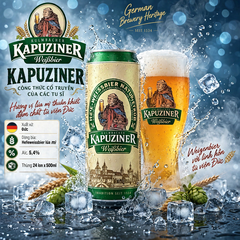 Bia Đức Kapuziner Weissbier 500ml Thùng 24 Lon - Bia Lúa Mì Hefeweissbier Nhập Khẩu Đức Alc 5.4%
