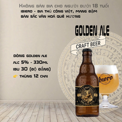 Bia Thủ Công Ibiero Golden Ale - Craft Beer Việt 330ml - Thùng 12 Chai - Alc 5%