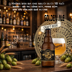 Bia Thủ Công Ibiero Golden Ale - Craft Beer Việt 330ml - Thùng 12 Chai - Alc 5%