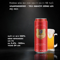 Bia Đức Obermain Hefe Weizen 500ml - Bia Lúa Mỳ Kauerdorfer 5.4% - Thùng 24 Lon Nhập Khẩu Chính Hãng