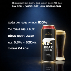 [SHOP THIỆN] Bia Gấu Bear Beer Dark - Bia Đen Đan Mạch Nhập Khẩu - 5.3% - Lon 500ml - Thùng 24 Lon - Harboe Premium Dark Lager