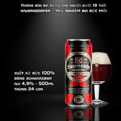 Bia Đen Đức Kauerndorfer Schwarzbier 500ml - Bia Đức 4.9% Thùng 24 Lon Nhập Khẩu