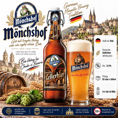 [Thùng 20 Chai] Bia Đức Mönchshof Kellerbier 5,4% - Bia Không Lọc - Naturtrübes Kellerbier - Bia Tu Viện Đức 500ml Nút Bật