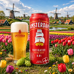 Bia Amsterdam Navigator Extra Taste 8.0% - Bia Hà Lan - Thùng 24 Lon 500ml - Intense Blond Beer