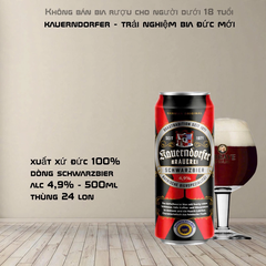 Bia Đen Đức Kauerndorfer Schwarzbier 500ml - Bia Đức 4.9% Thùng 24 Lon Nhập Khẩu