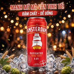 Bia Amsterdam Navigator Extra Taste 8.0% - Bia Hà Lan - Thùng 24 Lon 500ml - Intense Blond Beer