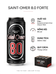 Bia Saint-Omer 8.0 Forte 500ml - Bia Pháp 8% - Brasserie de Saint-Omer Depuis 1866 - Thùng 24 Lon - Bière Blonde Forte