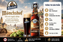 [Thùng 20 Chai] Bia Đen Đức Mönchshof Schwarzbier 4,9% 20 IBU - Bia Đức - Bia Đen - German Black Beer 500ml Nút Bật