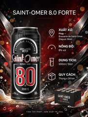 Bia Saint-Omer 8.0 Forte 500ml - Bia Pháp 8% - Brasserie de Saint-Omer Depuis 1866 - Thùng 24 Lon - Bière Blonde Forte