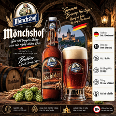 [Thùng 20 Chai] Bia Đức Mönchshof Bockbier 5,4% - Bia Nâu Bock - Dark Strong Lager Nhập Khẩu Đức - Chai 500ml Nút Bật Cổ Điển