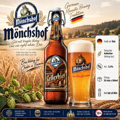 [Thùng 20 Chai] Bia Đức Mönchshof Kellerbier 5,4% - Bia Không Lọc - Naturtrübes Kellerbier - Bia Tu Viện Đức 500ml Nút Bật
