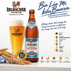 Bia Đức Irlbacher Hefe-Weissbier 5,4% - Thùng 20 Chai 500ml - Nhập Khẩu Đức - Bia Lúa Mì Bavaria