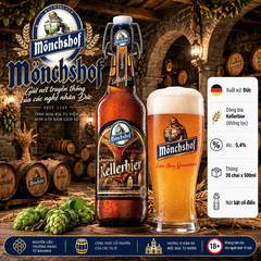 [Thùng 20 Chai] Bia Đức Mönchshof Kellerbier 5,4% - Bia Không Lọc - Naturtrübes Kellerbier - Bia Tu Viện Đức 500ml Nút Bật