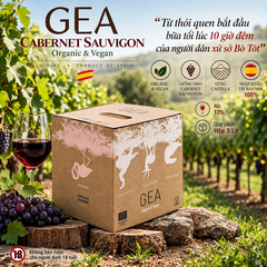 Rượu Vang Đỏ GEA Cabernet Sauvignon Organic & Vegan 3L - Vang Bịch Tây Ban Nha Nhập Khẩu