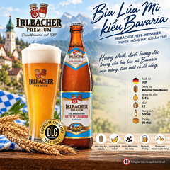 Bia Đức Irlbacher Hefe-Weissbier 5,4% - Thùng 20 Chai 500ml - Nhập Khẩu Đức - Bia Lúa Mì Bavaria