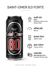 Bia Saint-Omer 8.0 Forte 500ml - Bia Pháp 8% - Brasserie de Saint-Omer Depuis 1866 - Thùng 24 Lon - Bière Blonde Forte