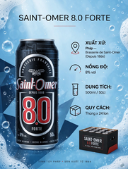 Bia Saint-Omer 8.0 Forte 500ml - Bia Pháp 8% - Brasserie de Saint-Omer Depuis 1866 - Thùng 24 Lon - Bière Blonde Forte