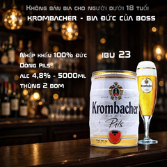 Bia Đức Krombacher Pils 5L - Bom Bia 5 Lít Có Vòi Rót - Nhập Khẩu Đức 100% - Alc 4,8%