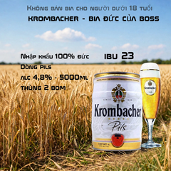 Bia Đức Krombacher Pils 5L - Bom Bia 5 Lít Có Vòi Rót - Nhập Khẩu Đức 100% - Alc 4,8%