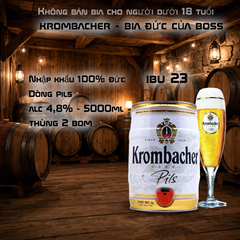 Bia Đức Krombacher Pils 5L - Bom Bia 5 Lít Có Vòi Rót - Nhập Khẩu Đức 100% - Alc 4,8%