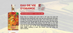 Rượu Cam Eau De Vie D'Orange 44% 530ML - Huy Chương Bạc Lyon 2026 - Cam Tươi