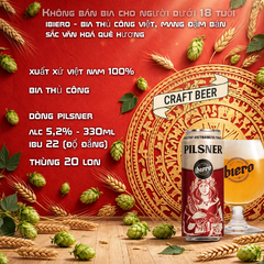 Bia Thủ Công iBiero Pilsner 5.2% - Thùng 20 Lon 330ml - Bia Craft Việt Nam