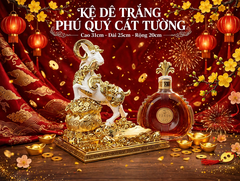 Kệ Dê Trắng Phú Quý Cát Tường Cao 31cm - Kệ Đỡ Rượu Tết 2026 - Quà Tết Sang Trọng