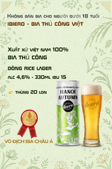 Bia Thủ Công Hanoi Autumn - Dòng Rice Lager Vị Cốm Non - Lon 330ml - Alc 4,6% - IBU 15 - Thùng 20 Lon - iBiero