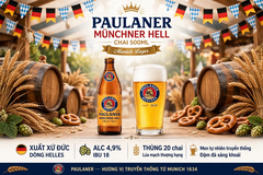 [THÙNG 20 CHAI] Bia Paulaner Münchner Hell Chai 500ml - Bia Vàng Đức - Munich Lager 4.9%