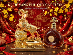 [QUÀ TẾT 2026] Kệ Dê Vàng Phú Quý Cát Tường - Kích Thước Cao 31cm Dài 25cm Rộng 20cm - Kệ Trưng Rượu XO