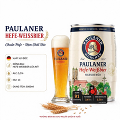 Bia Đức Paulaner Hefe-Weissbier 5L - Bom Bia 5 Lít - Bia Lúa Mỳ Hefe Naturtrüb - Nhập Khẩu Đức 5.5%