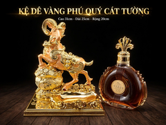 [QUÀ TẾT 2026] Kệ Dê Vàng Phú Quý Cát Tường - Kích Thước Cao 31cm Dài 25cm Rộng 20cm - Kệ Trưng Rượu XO