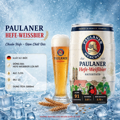 Bia Đức Paulaner Hefe-Weissbier 5L - Bom Bia 5 Lít - Bia Lúa Mỳ Hefe Naturtrüb - Nhập Khẩu Đức 5.5%