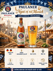 [THÙNG 20 CHAI] Bia Paulaner Weissbier Chai 500ml - Bia Lúa Mỳ Đức - Munich Wheat Beer 5.5%