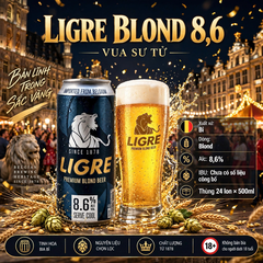 [CHÍNH HÃNG] Bia Ligre Blond 8,6% Bỉ - Premium Blond Beer - Lon 500ml - Thùng 24 Lon - Nhập Khẩu Bỉ