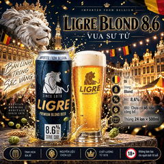 [CHÍNH HÃNG] Bia Ligre Blond 8,6% Bỉ - Premium Blond Beer - Lon 500ml - Thùng 24 Lon - Nhập Khẩu Bỉ