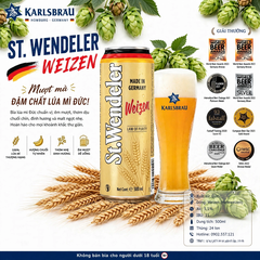 Thùng x 24 Lon Bia Đức St. Wendeler Weizen 5.1% - Bia Lúa Mì Hefeweizen Lon 500ml - Karlsbrau