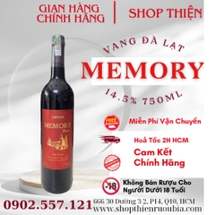 Rượu Vang Đỏ Đà Lạt Memory 14.5% 750ml - Ladofoods Chính Hãng Giá Tốt