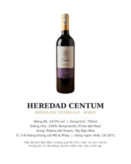 Vang Đỏ Tây Ban Nha Heredad Centum Roble Ribera del Duero DO 750ml - Tempranillo 14.5%