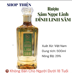 Rượu Sâm Ngọc Linh Đỉnh Linh Sâm 500ml - 29% - Tinh Hoa Sâm Việt