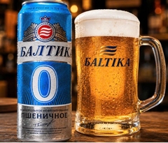 Thùng x 24 Lon Bia Không Cồn Baltika 0 Pshenichnoe - Bia Lúa Mì Nga Lon 450ml