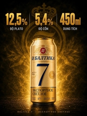 Thùng x 24 Lon Bia Nga Baltika Số 7 Export 5.4% - Lon 450ml - Vị Lager Cao Cấp