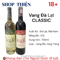 [Chính Hãng Ladofoods] Vang Đà Lạt CLASSIC 750ml 12% - Vang Đỏ/Vang Trắng Shop Thiện