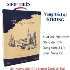 VANG Đà Lạt Strong Đỏ 15% 3 Lít