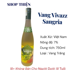 Vang Trái Cây Vivazz Sangria Trắng 7% 750ml - White Wine Dễ Uống
