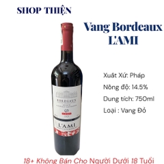 Rượu Vang Đỏ Pháp L'AMI Bordeaux 2021 Merlot Cabernet Sauvignon 14.5% 750ml - Vang Pháp Nhập Khẩu