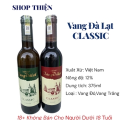 Vang Đà Lạt Classic 12% Chai Nhỏ 375ml