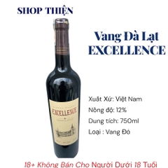 Vang Đỏ Đà Lạt EXCELLENCE Cabernet Merlot 750ml 12% - Ladora Winery - Chai Chuẩn Quà Tặng